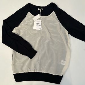 NWT Joie Silke Wool Cashmere Mixed Media Raglan Sweater Top - S